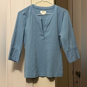 Maeve by Anthropologie Blue Quarter Sleeve Henley Shirt